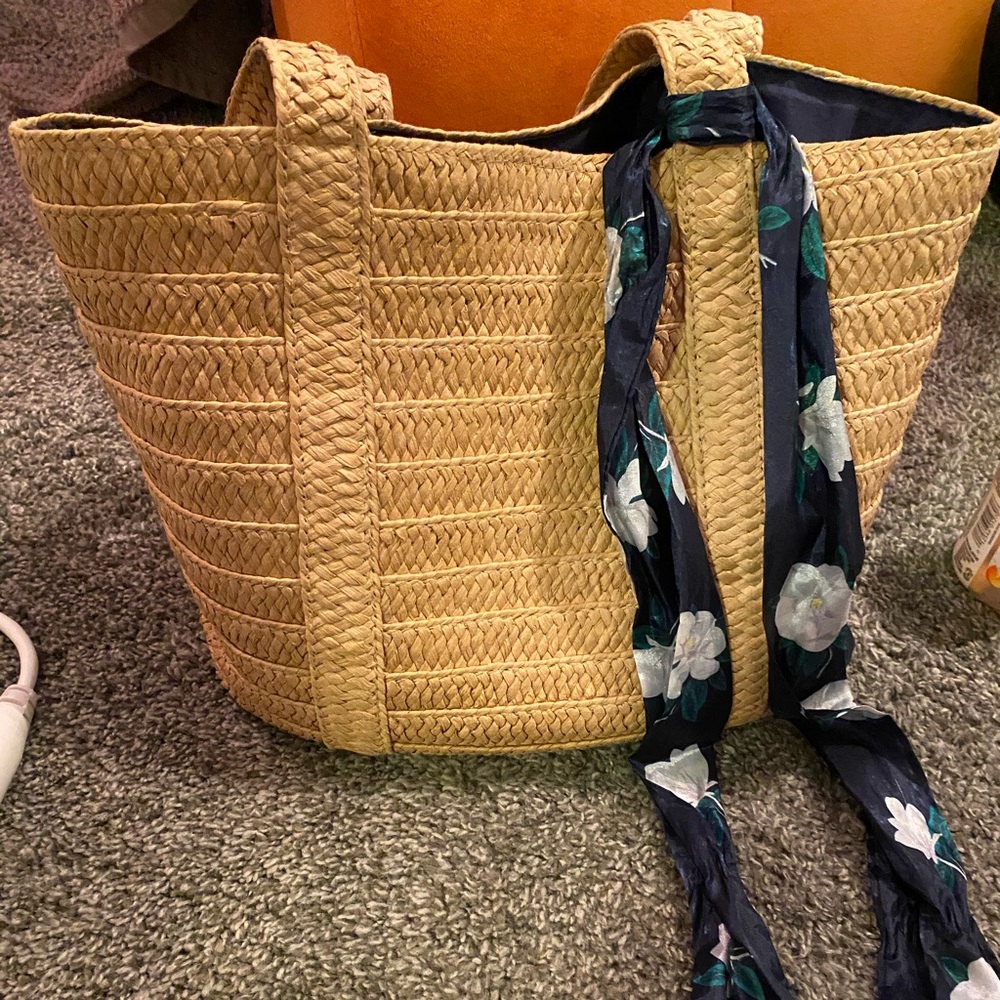 Draper James Straw Bag with Floral Scarf